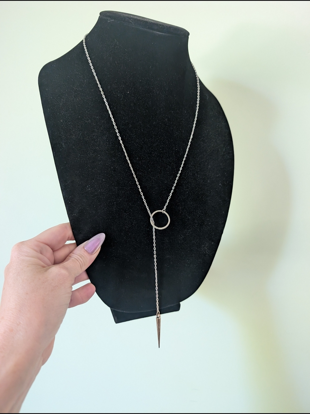 Sterling Silver Circle Lariat Necklace - Silver